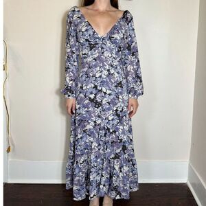 Fate Bohemian Purple Floral Maxi Dress Size XS